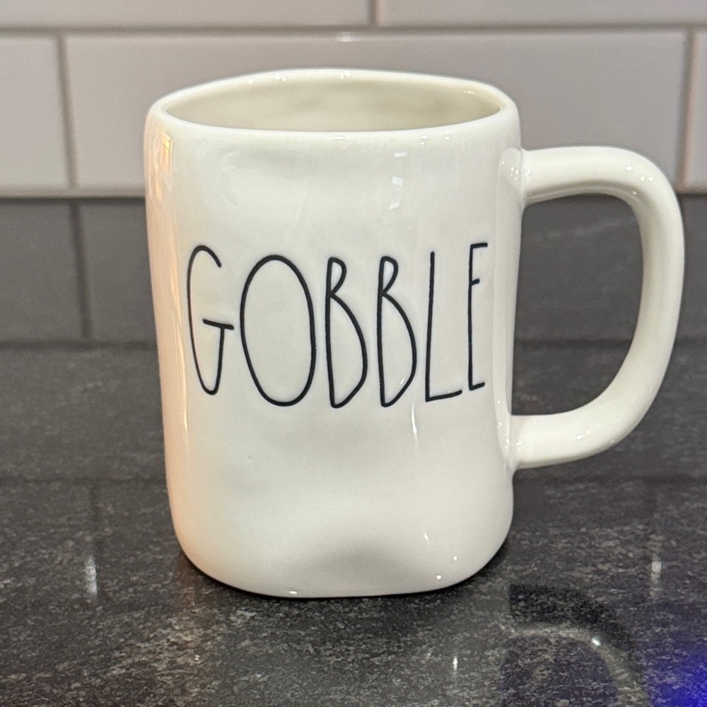 Rae Dunn White 'Gobble' Mug